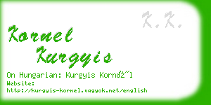kornel kurgyis business card